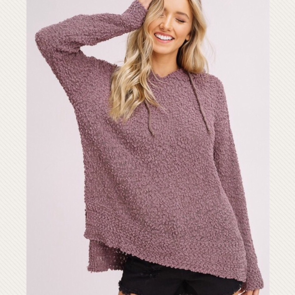 Last Medium Mocha Popcorn Texture Hoodie Sweater - Picture 3 of 8